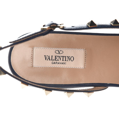 Valentino Garavani Suede Nappa Rockstud Slingback Flats 41 Marine 7 of 8