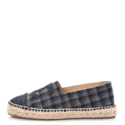 Chanel Flannel CC Espadrilles 38 Grey Black 1 of 11