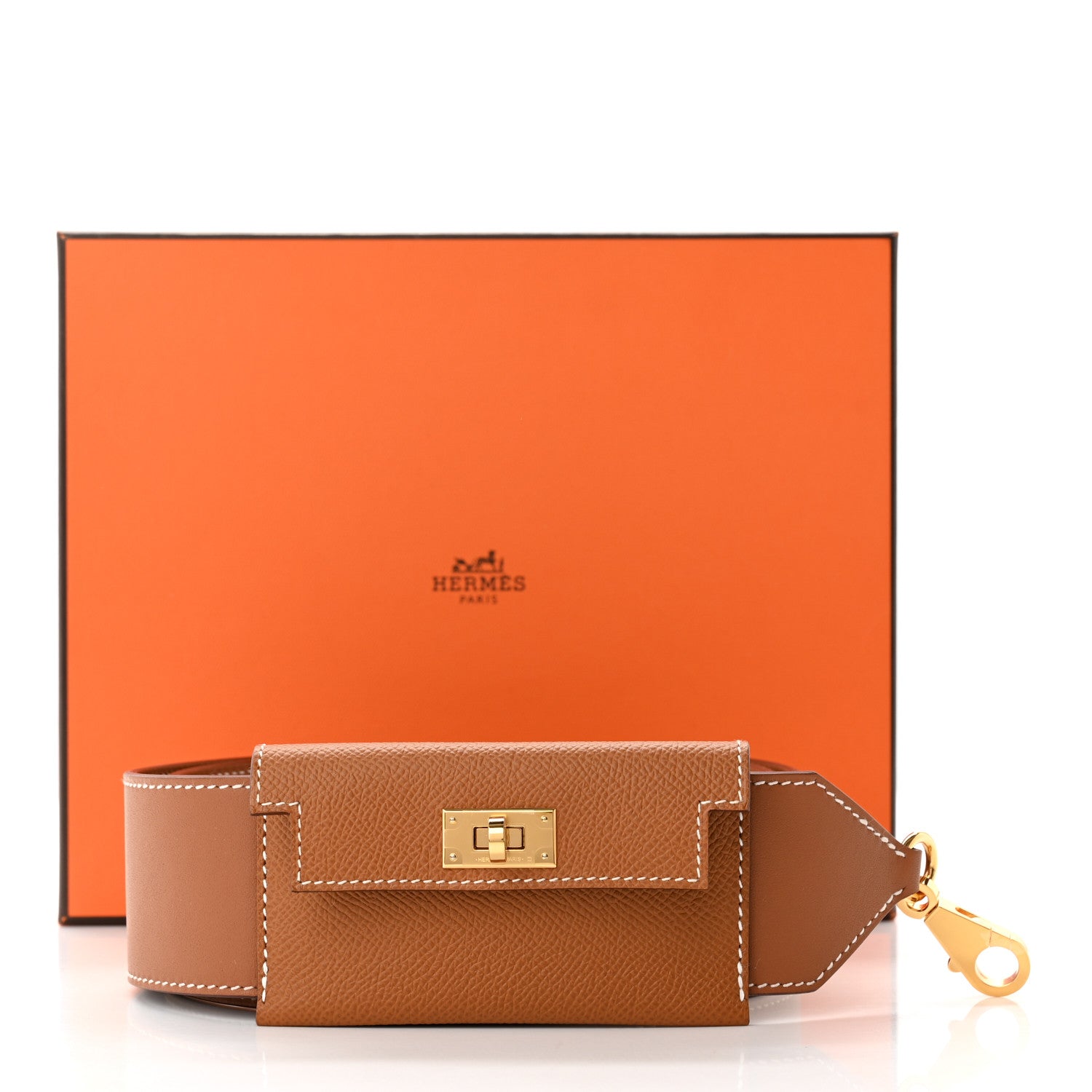 Hermes Swift Epsom Pocket Kelly Shoulder Strap Gold 8 of 8
