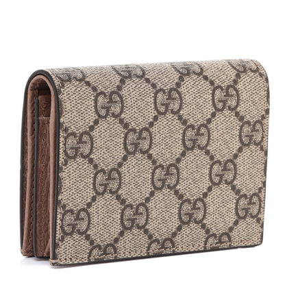 Gucci Dollar Calfskin GG Supreme Monogram GG Marmont Card Case Porcelain Rose Beige Ebony 3 of 7
