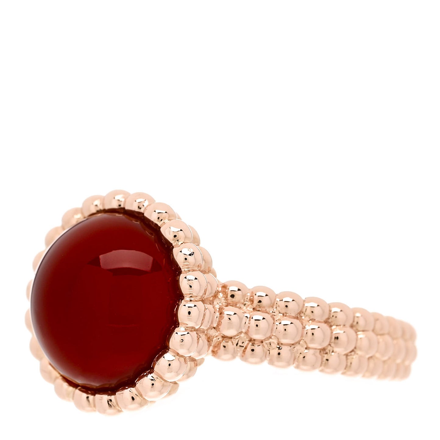 18K Rose Gold Carnelian Perlee Couleurs Ring 52 6