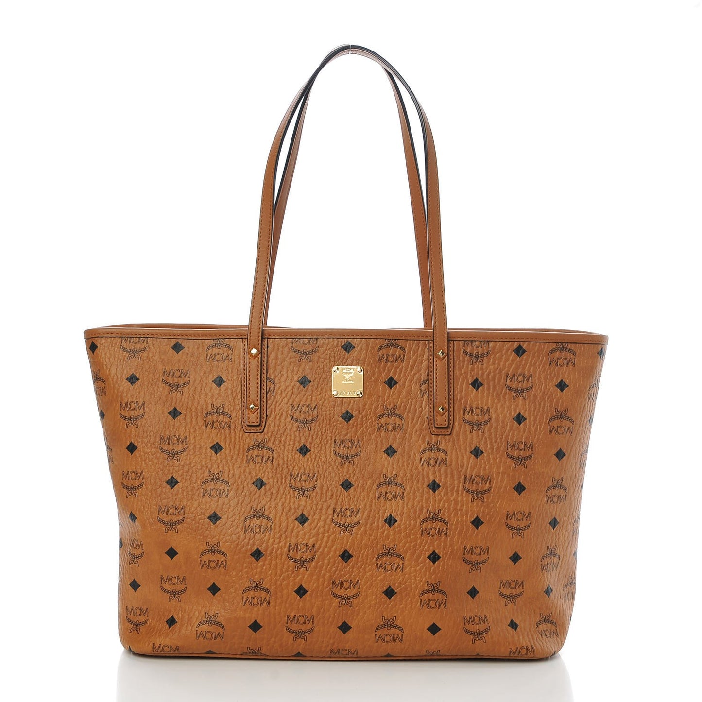 Visetos Medium Anya Top Zip Shopper Tote Cognac