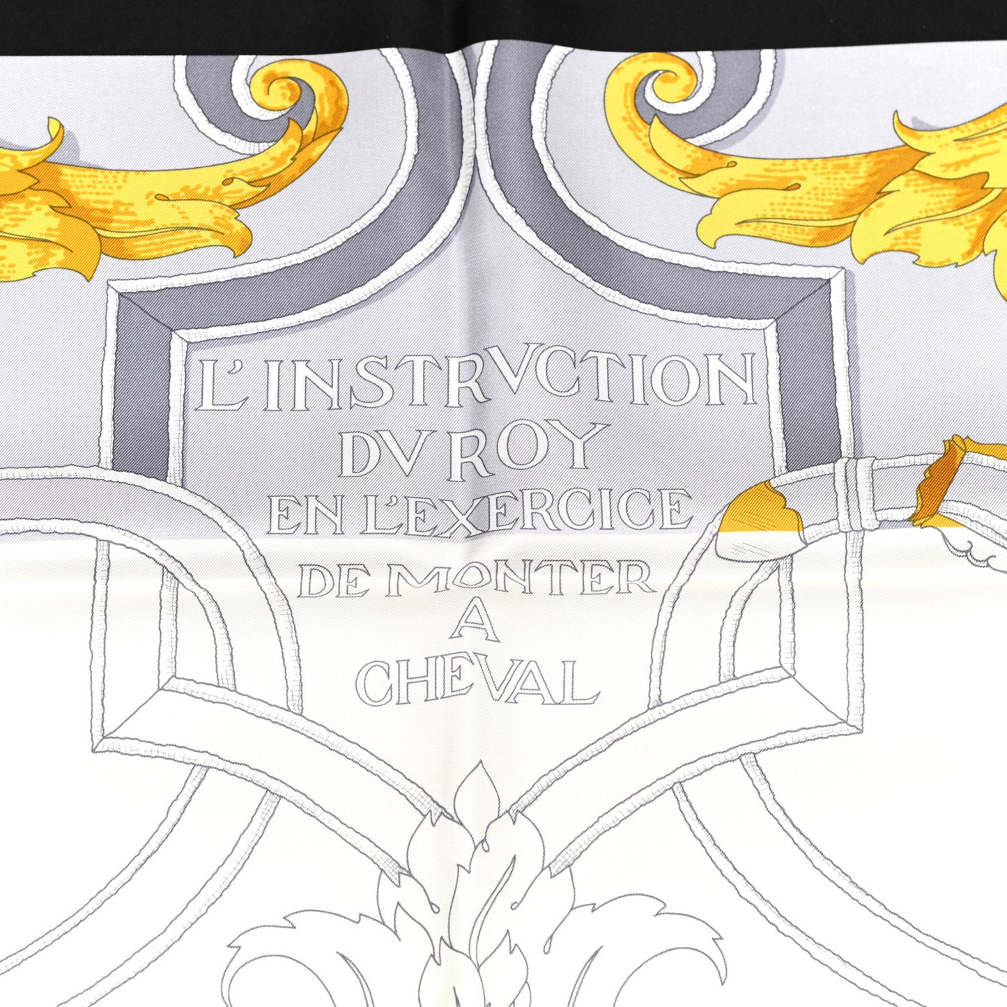 Silk L Instruction Du Roy Scarf 90 Black Gris Or