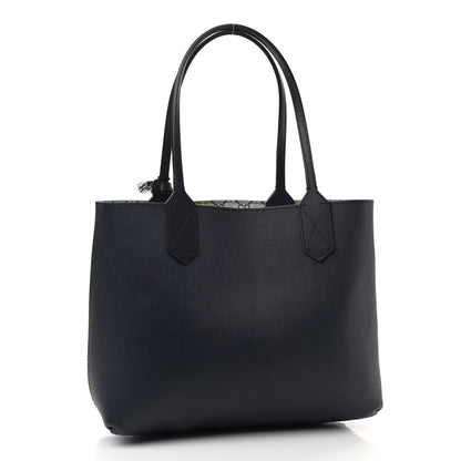 Gucci GG Supreme Monogram Blooms Small Reversible Tote Beige Blue Navy 9 of 14