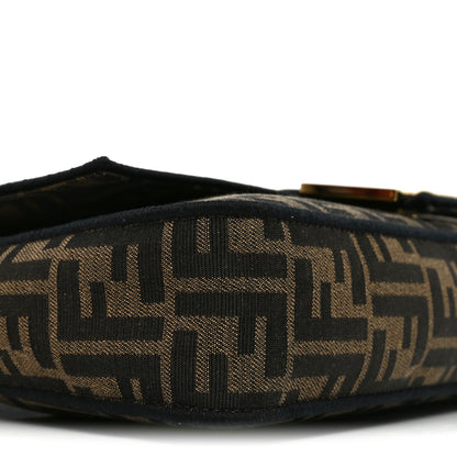 Fendi Fabric Jacquard FF 1974 Large Baguette Tobacco Moro Black 9 of 11