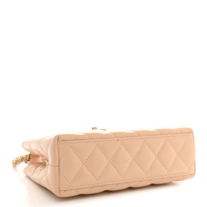 Chanel Shiny Aged Calfskin Quilted Nano Kelly Shopper Beige 4 of 11