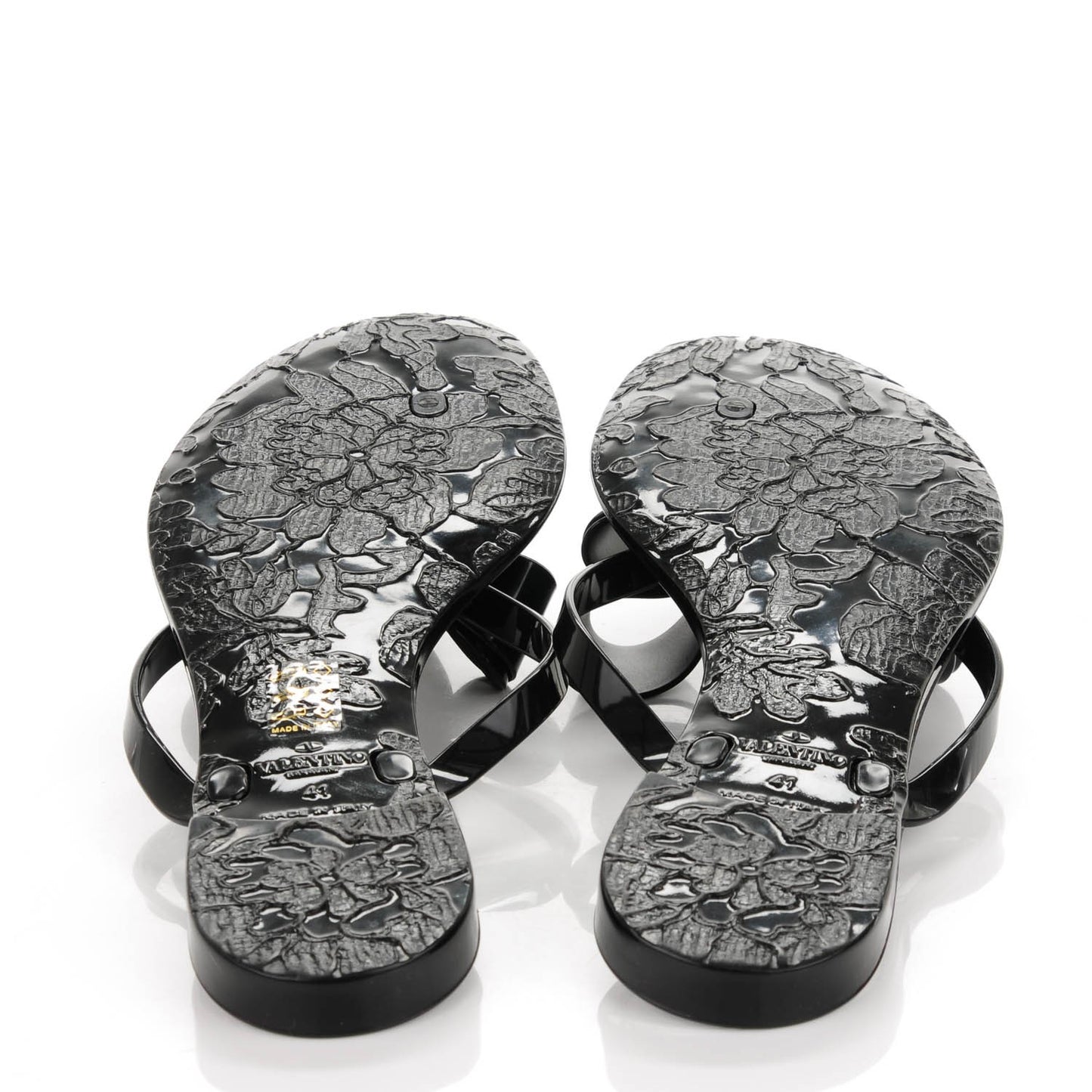 PVC Jellow Bow Thong Sandals 41 Black