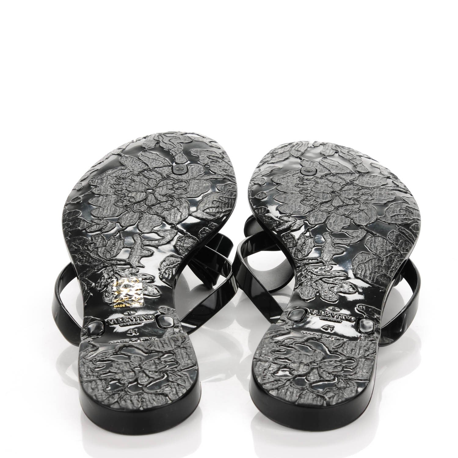 Valentino Garavani PVC Jellow Bow Thong Sandals 41 Black 5 of 7