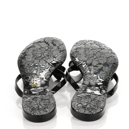 Valentino Garavani PVC Jellow Bow Thong Sandals 41 Black 5 of 7