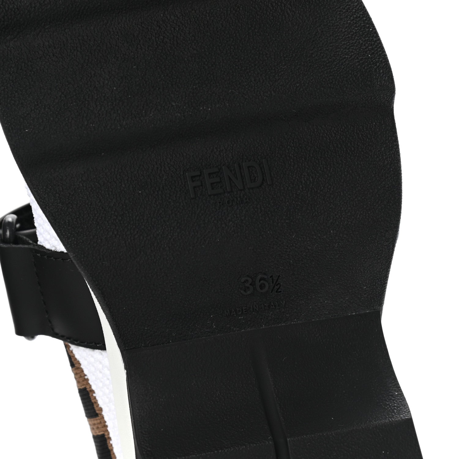 Fendi Stretch Yarn FF Stiff Band Rockoko Sneakers 36.5 White Black Tobacco 8 of 9