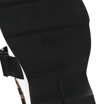 Fendi Stretch Yarn FF Stiff Band Rockoko Sneakers 36.5 White Black Tobacco 8 of 9