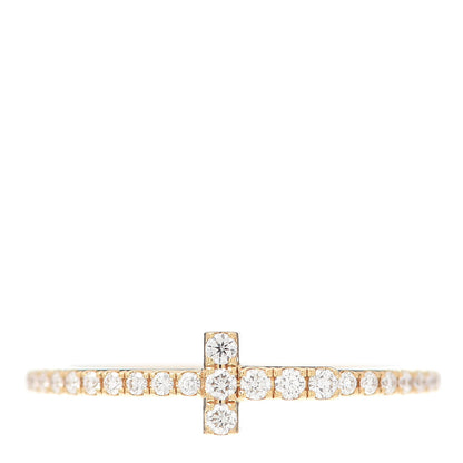 Tiffany 18K Yellow Gold Diamond T Wire Pave Ring 50 5.5 1 of 5