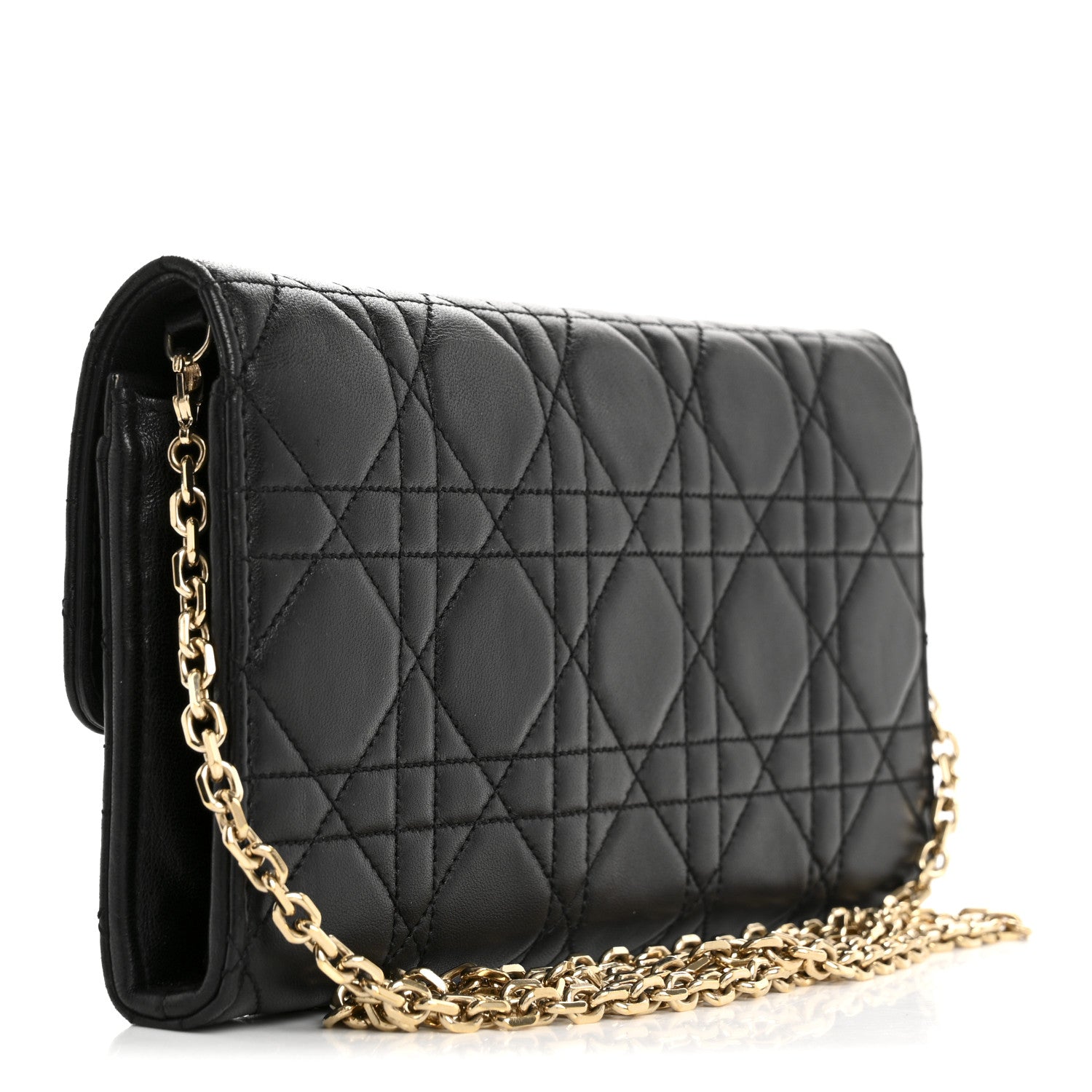 Christian Dior Lambskin Cannage Miss Dior Chain Wallet Black 3 of 15