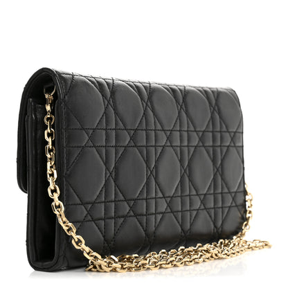 Christian Dior Lambskin Cannage Miss Dior Chain Wallet Black 3 of 15