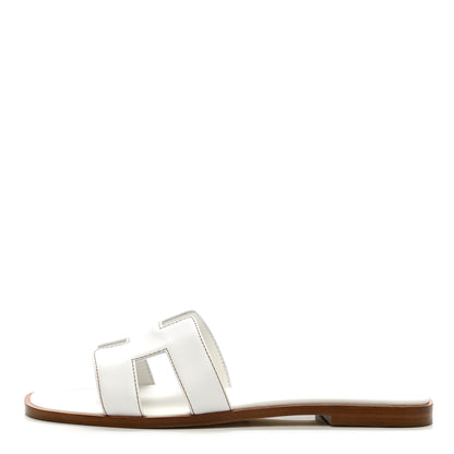 Hermes Box Calfskin Oran Sandals 39.5 White 1 of 9