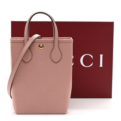 Gucci Gilbert Calfskin Jumbo GG Embossed Mini Tote Bag  Dusty Carmine 11 of 11