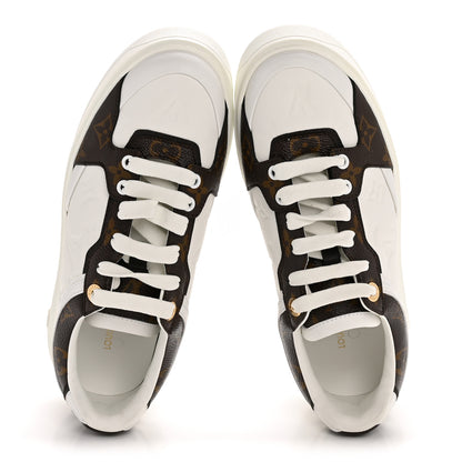 Louis Vuitton Calfskin Embossed Monogram Time Out Sneakers 39 White 2 of 9