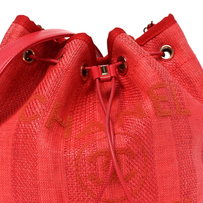 Chanel Mixed Fibers Striped Deauville Drawstring Bag Red 8 of 10