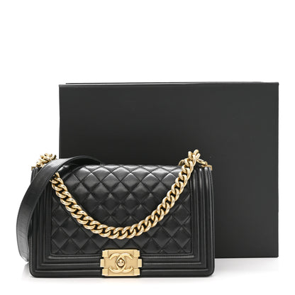 Chanel Lambskin Quilted Medium Boy Flap Black 13 of 13
