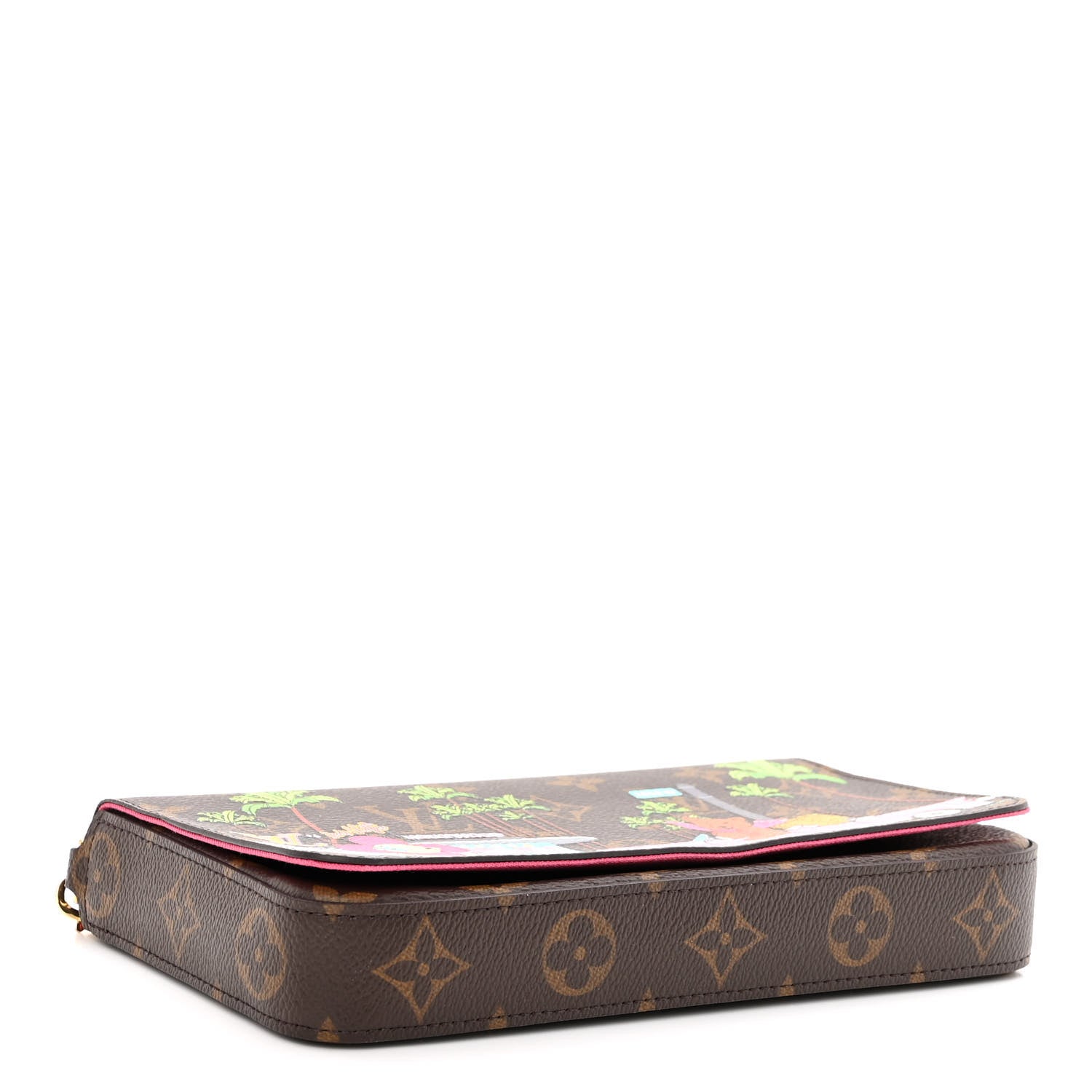 Louis Vuitton Monogram 2021 Christmas Animation Hollywood Pochette Felicie Chain Wallet Fuchsia 4 of 9