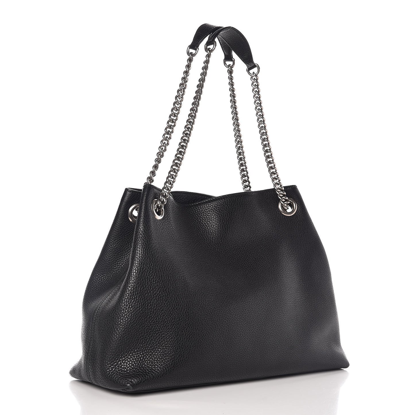 Pebbled Calfskin Studded Medium Soho Chain Shoulder Bag Black