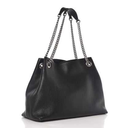 Gucci Pebbled Calfskin Studded Medium Soho Chain Shoulder Bag Black 3 of 9