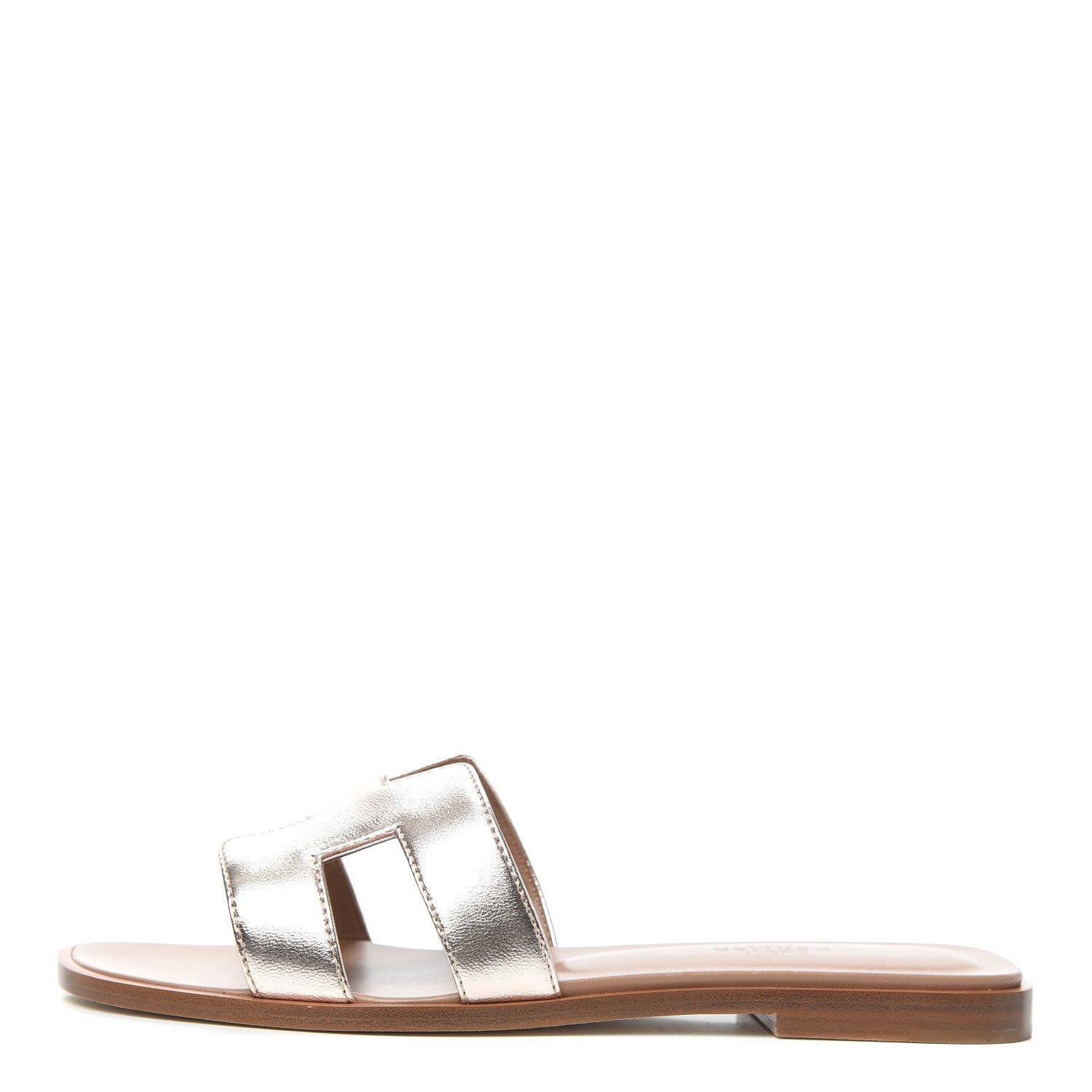Hermes Metallic Nappa Oran Sandals 37 Rose Dore 1 of 7