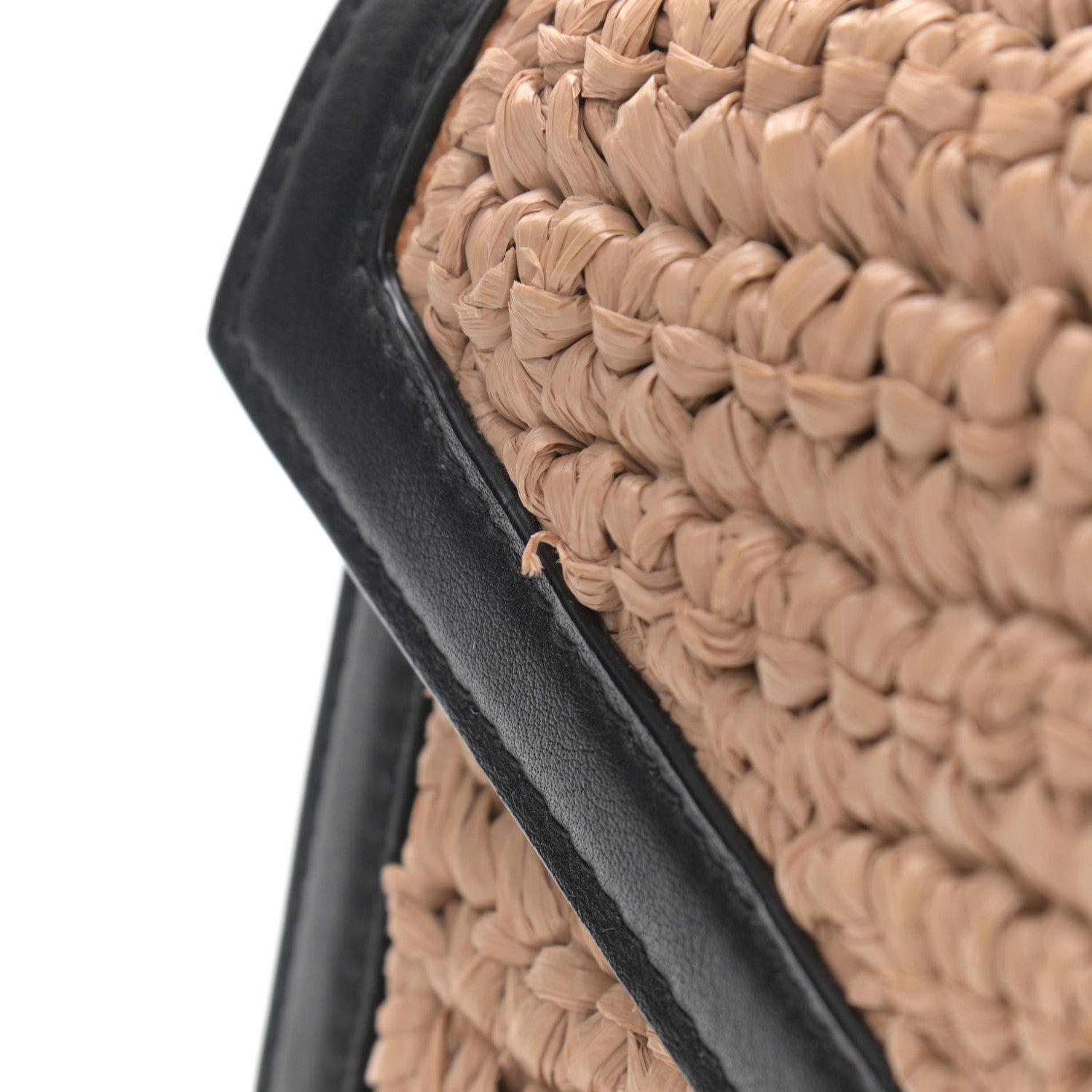 Saint Laurent Raffia Calfskin Mini Classic Monogram Cassandra Top Handle Black Natural 11 of 11