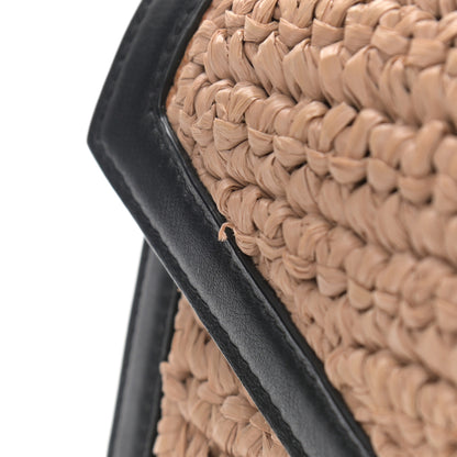 Saint Laurent Raffia Calfskin Mini Classic Monogram Cassandra Top Handle Black Natural 11 of 11