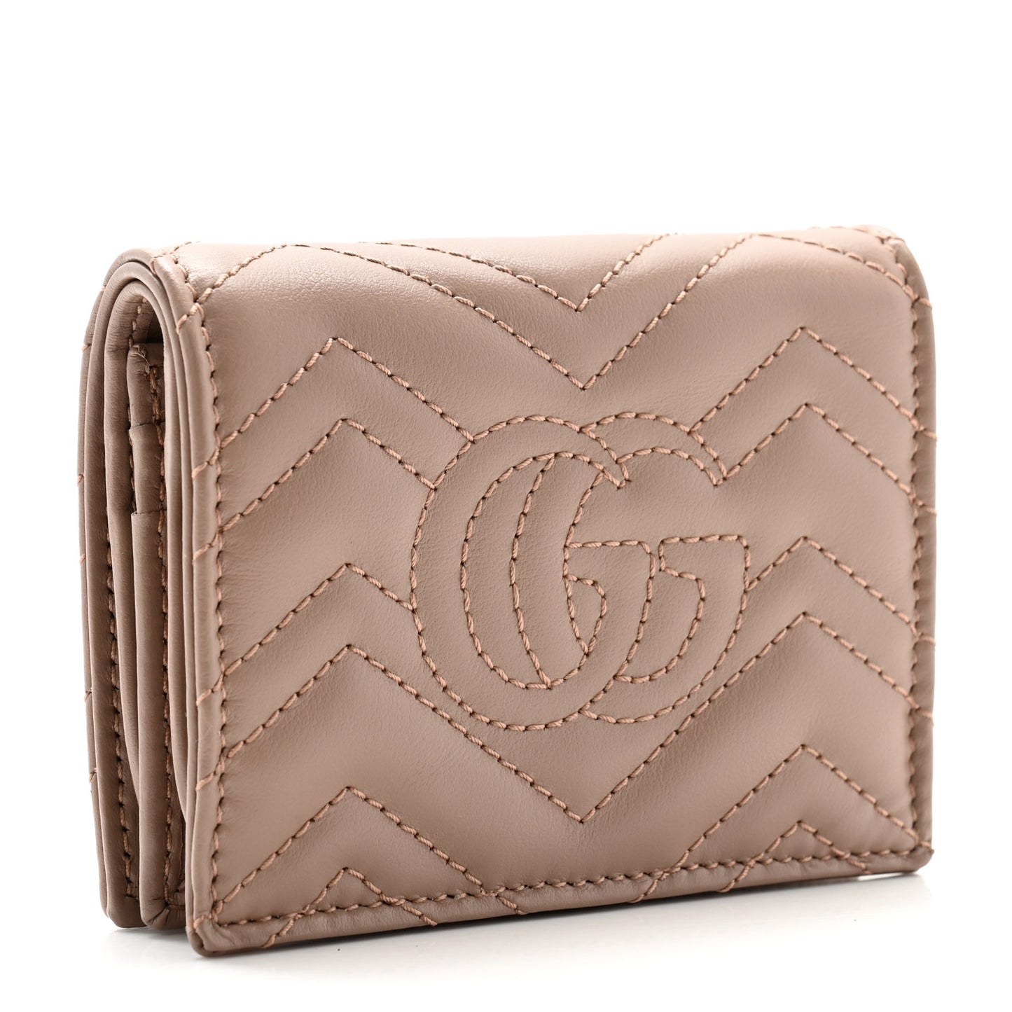 Calfskin Matelasse GG Marmont Card Case Wallet Porcelain Rose