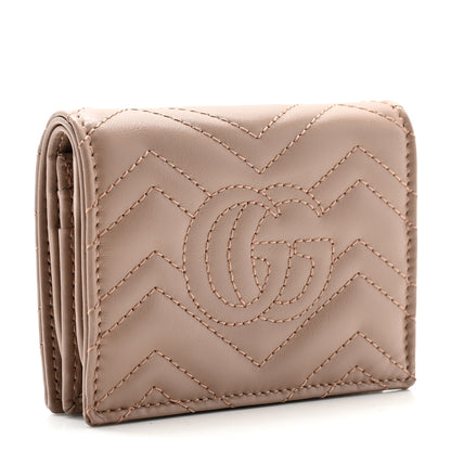 Gucci Calfskin Matelasse GG Marmont Card Case Wallet Porcelain Rose 3 of 8
