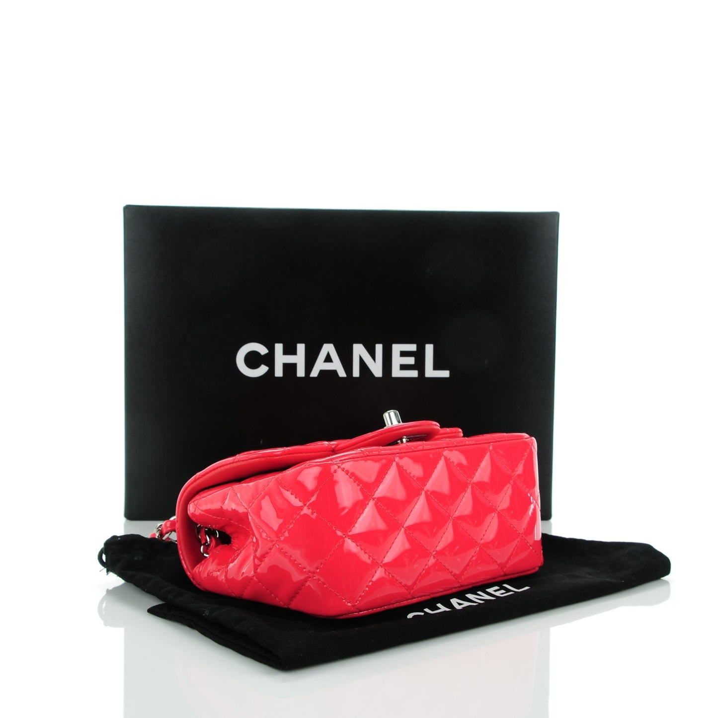 Patent Quilted Mini Square Flap Pink