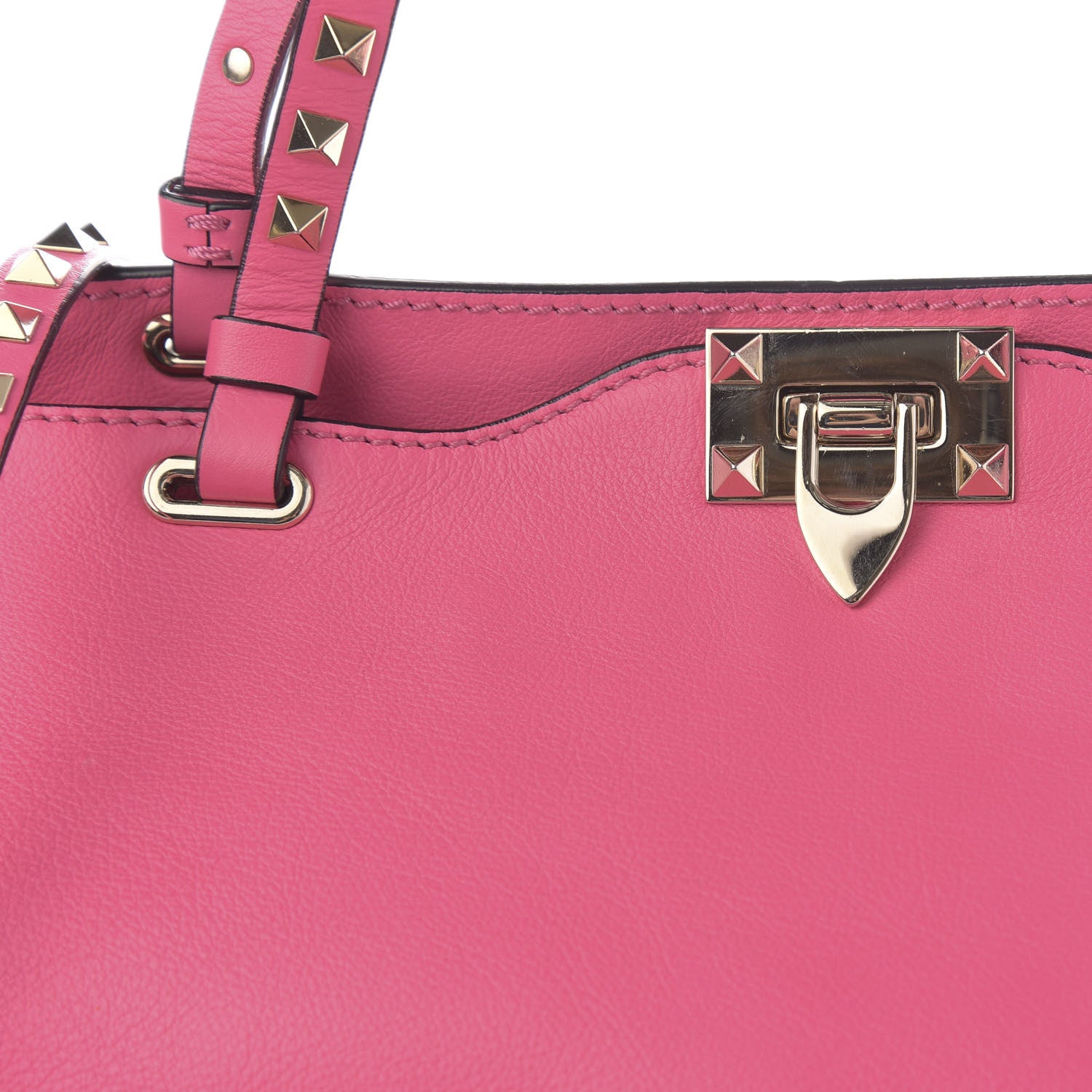Valentino Garavani Vitello Medium Rockstud Tote Fuxia Fluo 10 of 10