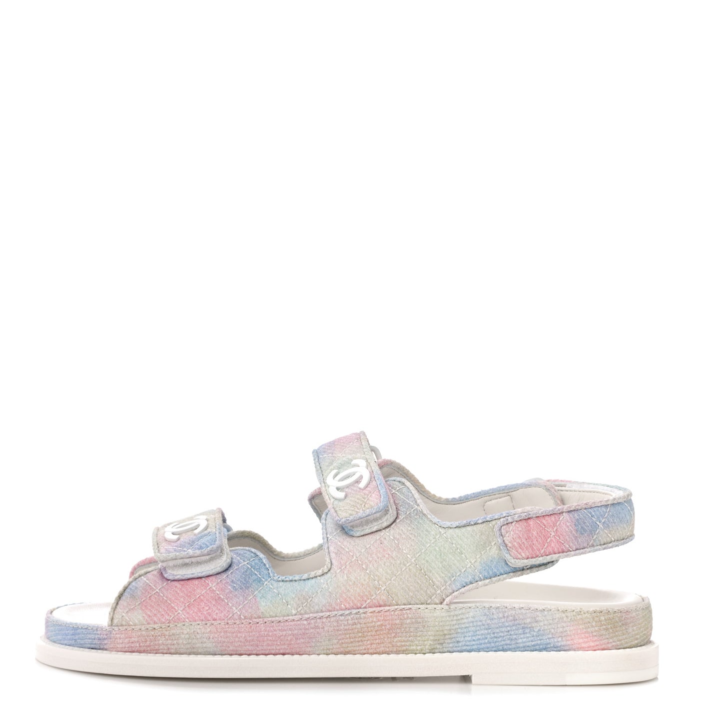 Printed Fabric Quilted Dad Sandals 39 Green Pink Blue
