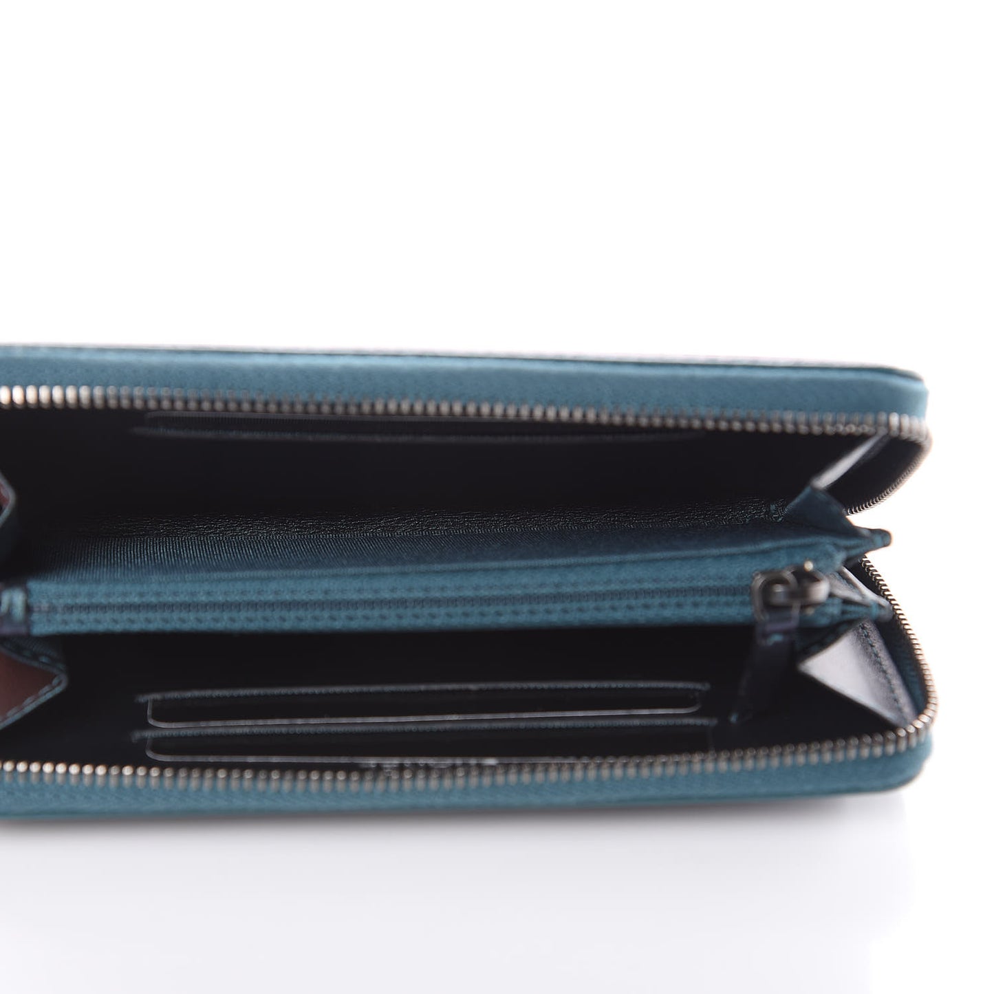 Iridescent Caviar Quilted Medium Filigree Zip Around Wallet Dark Turquoise