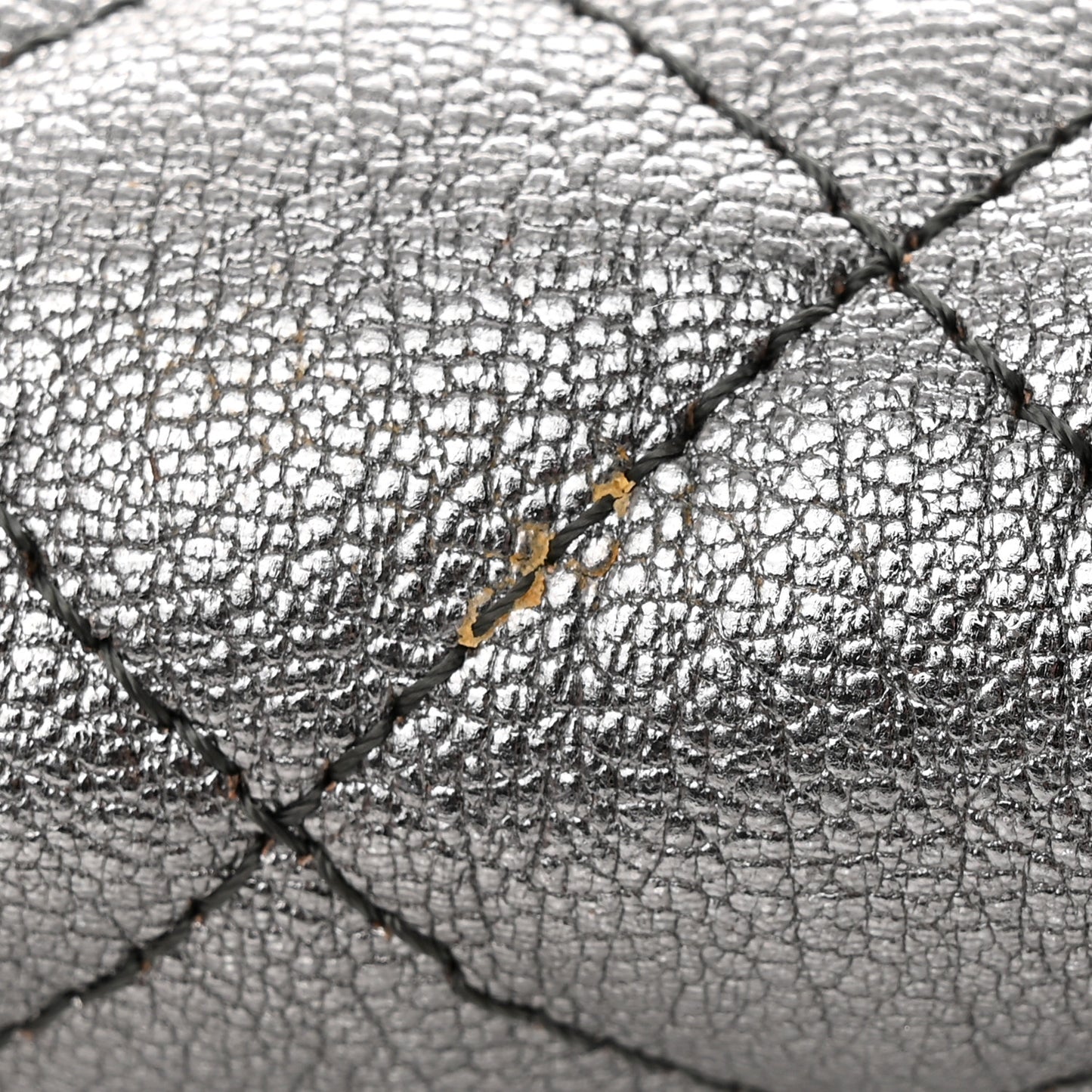 Metallic Goatskin Quilted Frame Clasp Flap Clutch Silver Gold
