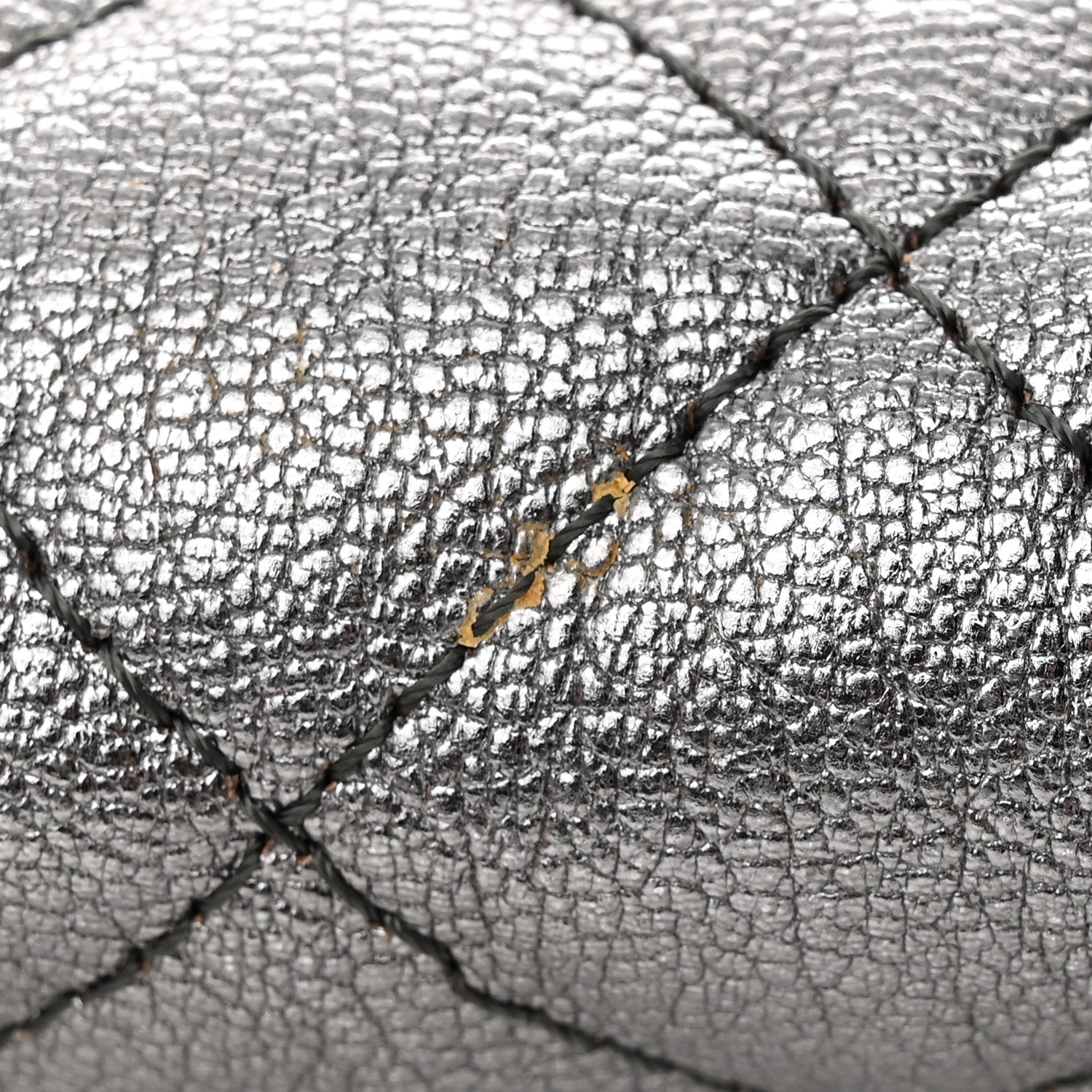 Chanel Metallic Goatskin Quilted Frame Clasp Flap Clutch Silver Gold 11 of 12