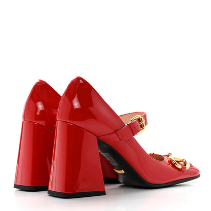 Gucci Patent Womens Horsebit Mid-Heel Mary Jane Pumps 38.5 Maple Red 4 of 9