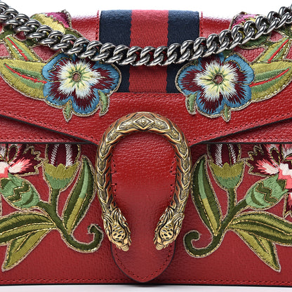 Gucci Calfskin Web Floral Embroidered Small Dionysus Shoulder Bag Hibiscus Red 11 of 11