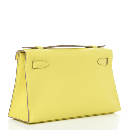 Hermes Swift Kelly Pochette Clutch Lime 4 of 30