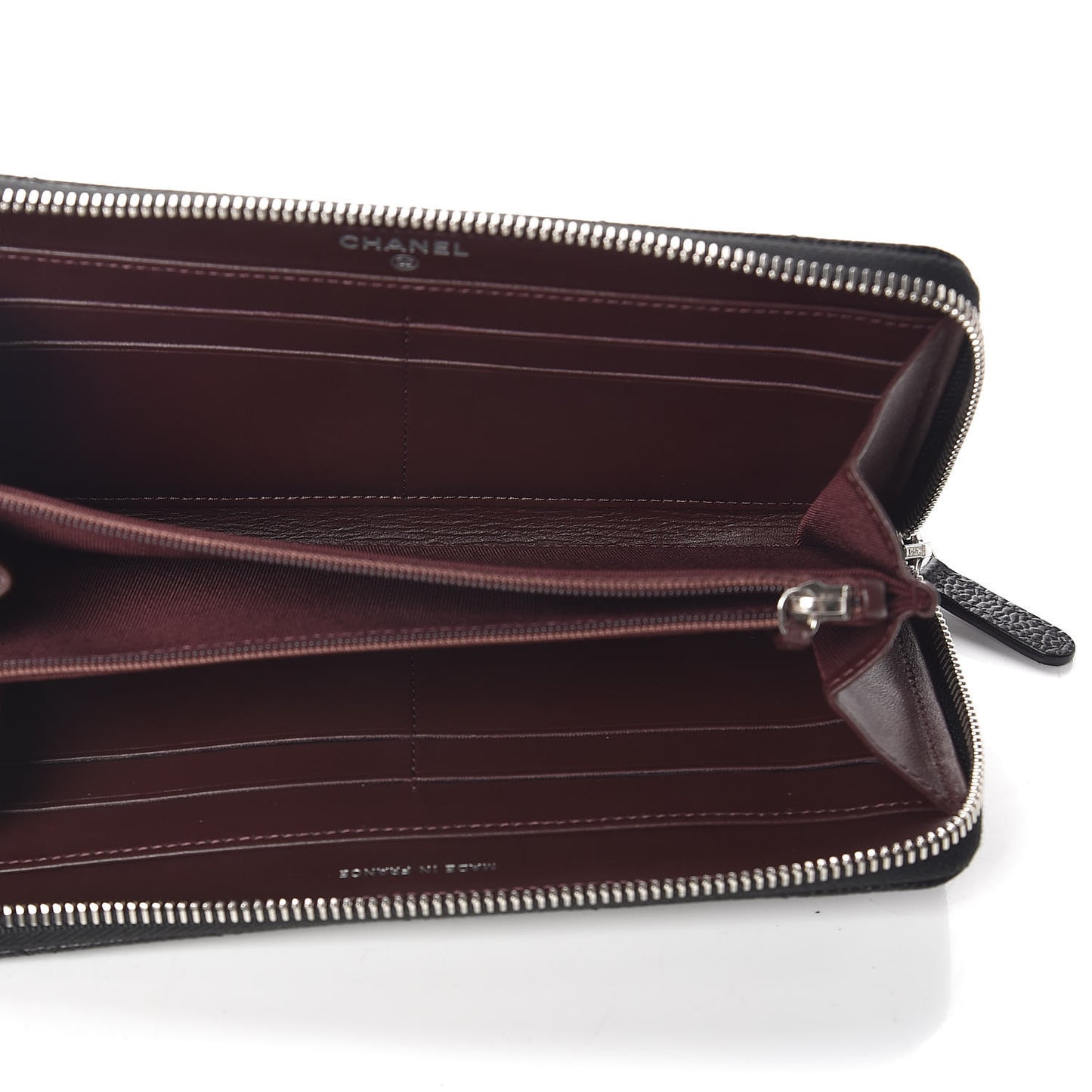 Caviar Quilted Large Gusset Zip Around Wallet Black