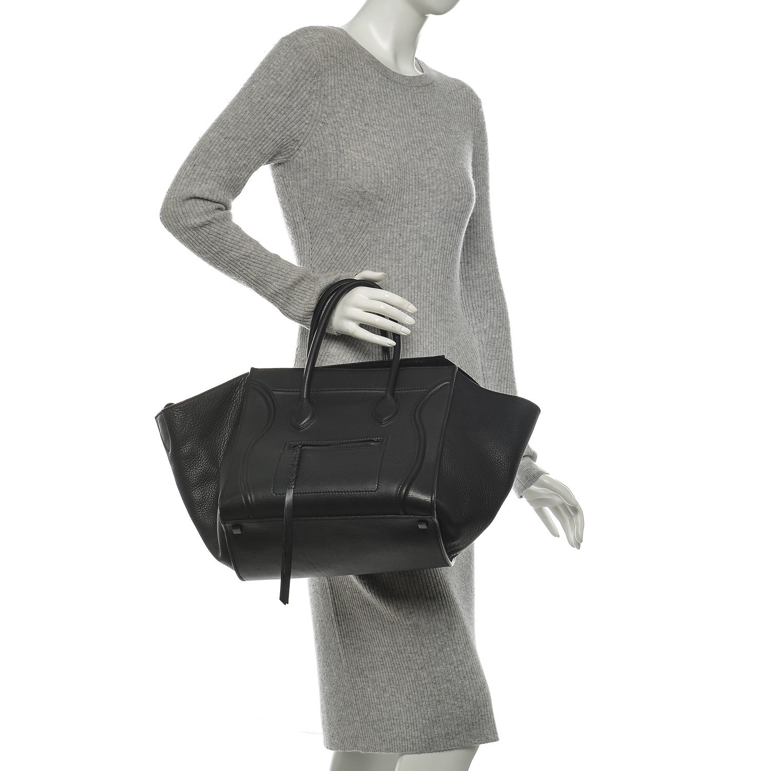 Celine Supple Calfskin Medium Phantom Luggage Black 2 of 8