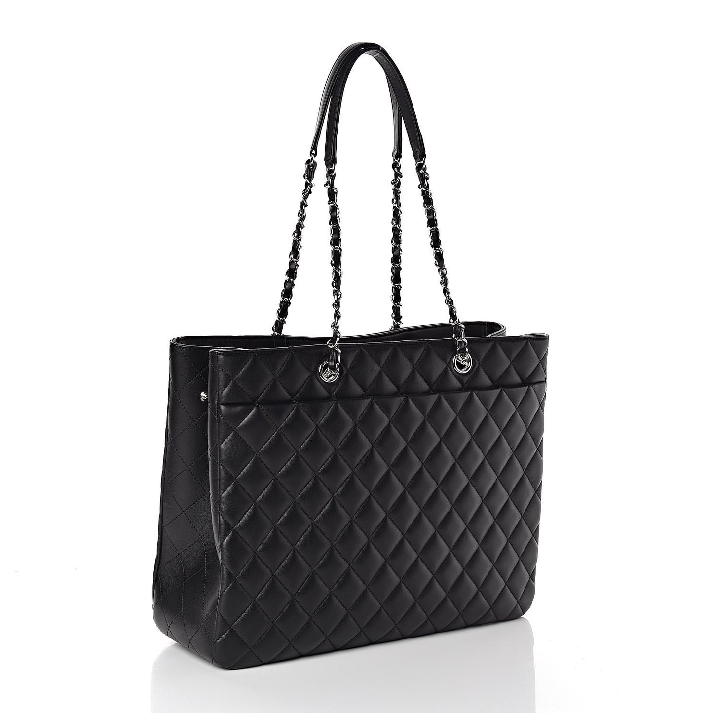 Calfskin Large Classic Shopping Tote Black