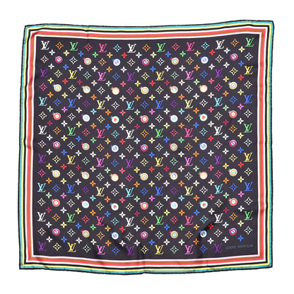 Louis Vuitton Silk Multicolor Eye Love Scarf Black 1 of 4