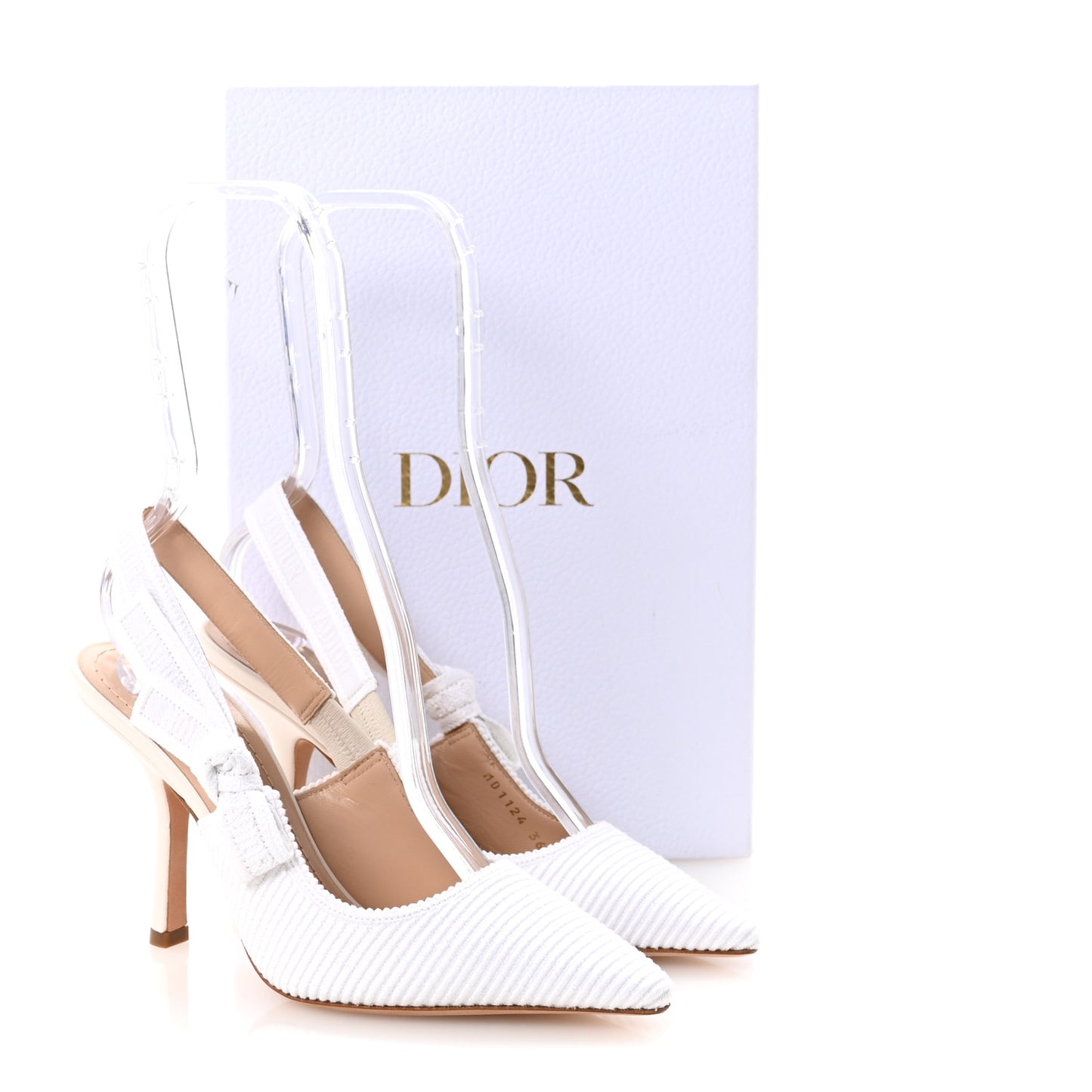 Technical Canvas Ribbon J Adior Slingback 100mm Pumps 36 White