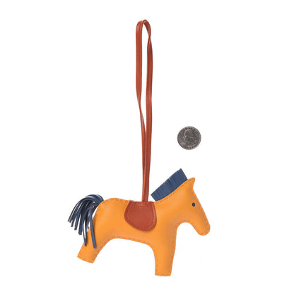 Hermes Milo Lambskin Grigri Rodeo Horse Bag Charm MM Jaune D'Or Bleu Agate Cornaline 2 of 4