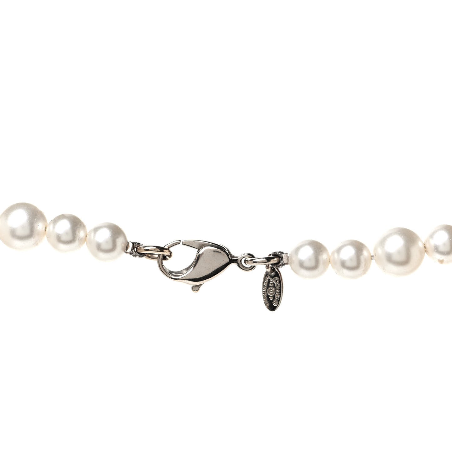 Graduated Pearl Crystal CC Long Necklace Gold Black