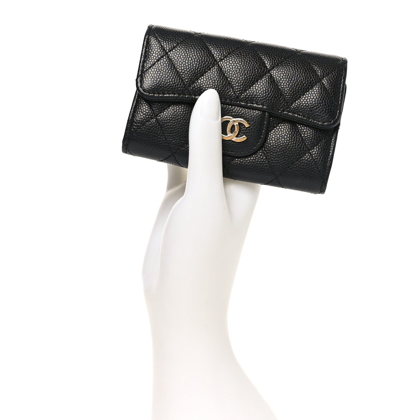 Caviar Quilted Classic 4 Key Holder Wallet Black Black