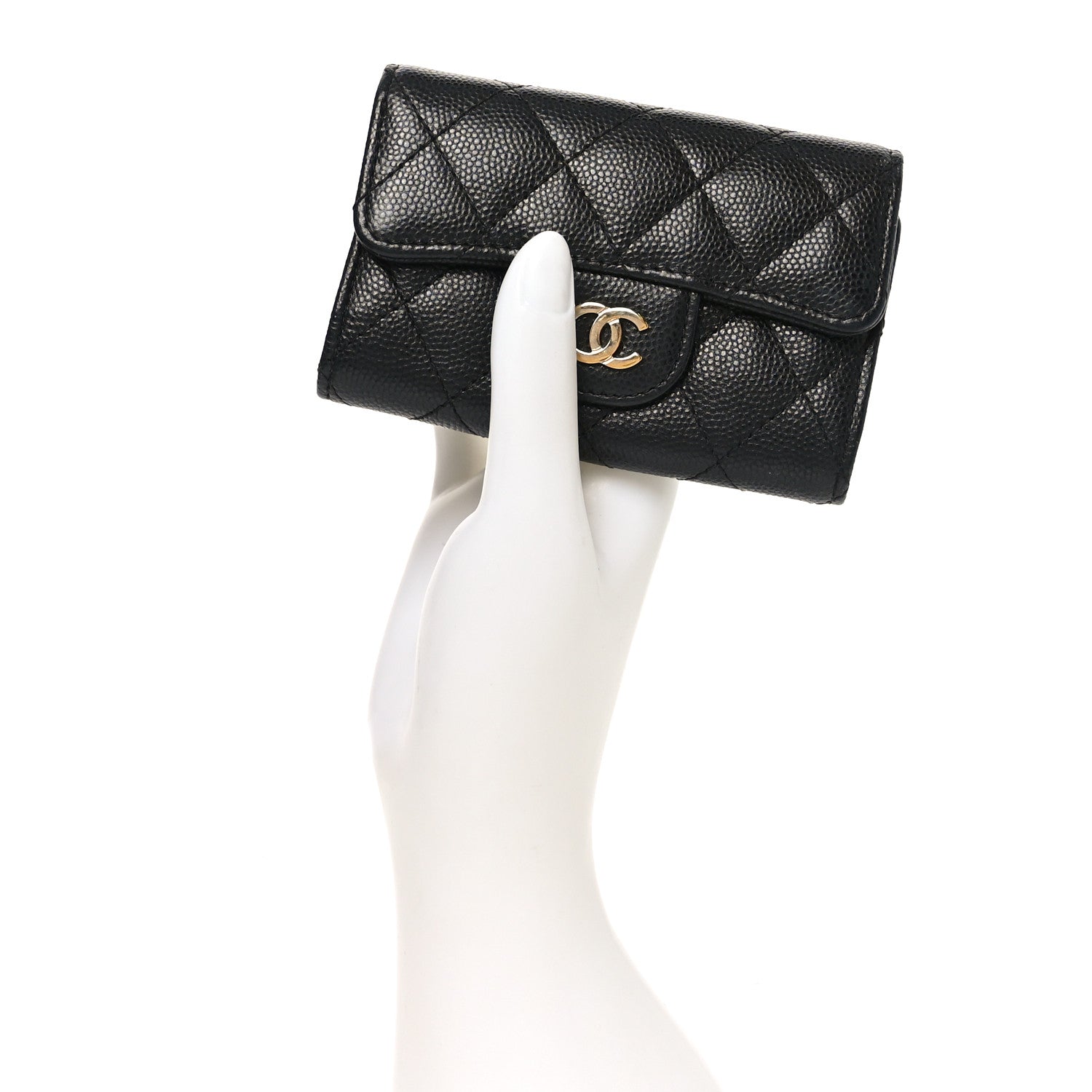 Chanel Caviar Quilted Classic 4 Key Holder Wallet Black Black 2 of 9