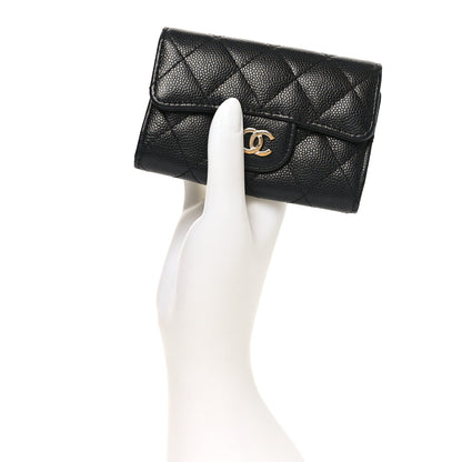 Chanel Caviar Quilted Classic 4 Key Holder Wallet Black Black 2 of 9